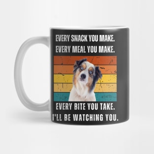 Every snack you make. Australia Shepherd retro design Mug